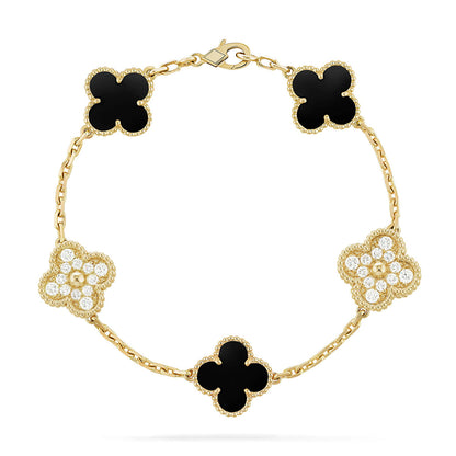 [Stellar Jewelry] CLOVER 5 MOTIF ONYXS BRACELET COLLECTION