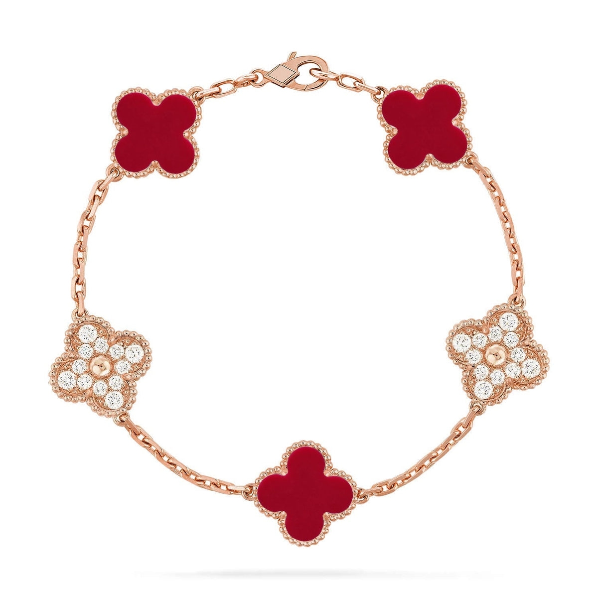[Stellar Jewelry] CLOVER 5 MOTIF RED CORNELIAN BRACELET COLLECTION