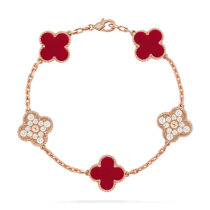 [Stellar Jewelry] CLOVER 5 MOTIF RED CORNELIAN BRACELET COLLECTION