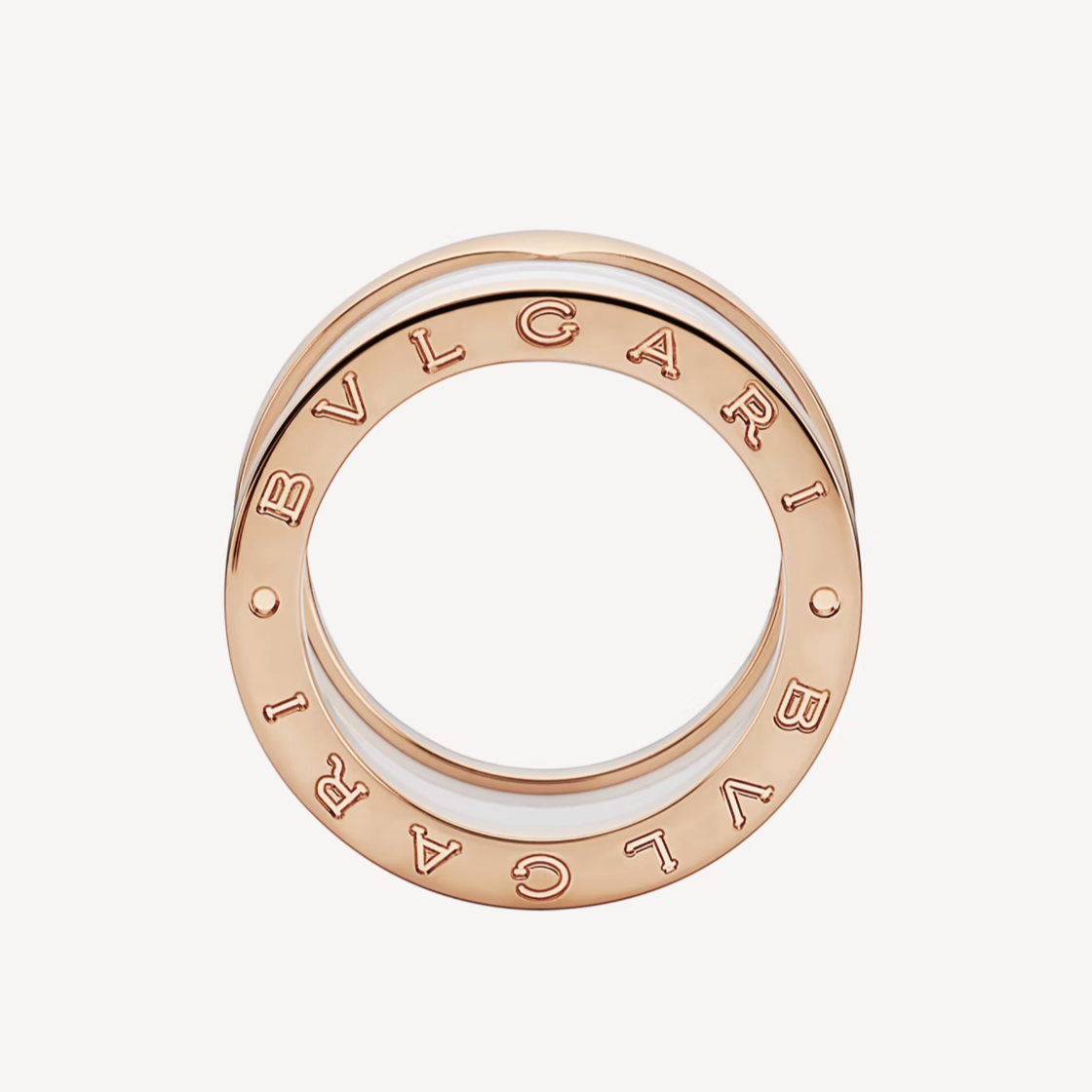 [Stellar Jewelry]ZERO 1 FOUR-BAND LOOPS AND WHITE CERAMIC SPIRAL PINK GOLD RING