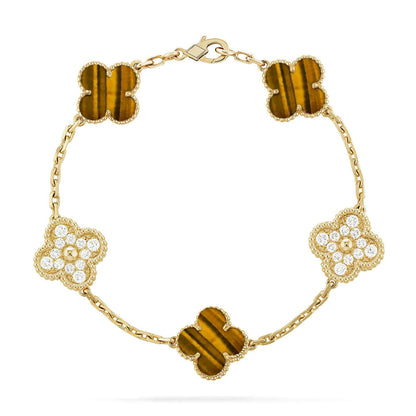 [Stellar Jewelry] CLOVER 5 MOTIFS TIGER EYE BRACELET COLLECTION