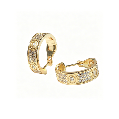 [Stellar Jewelry]LOVE 5.5MM DIAMOND PAVED EARRINGS