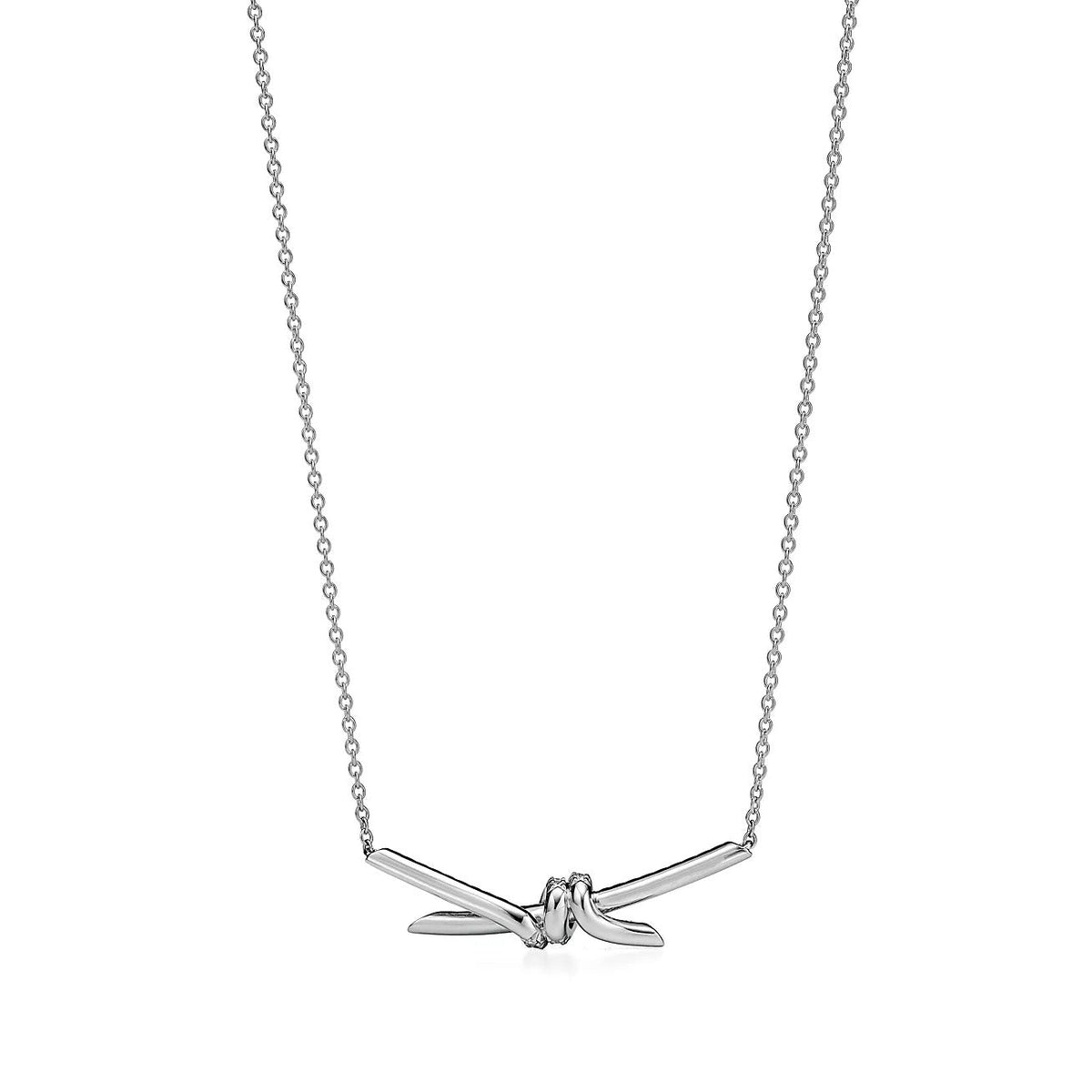 [Stellar jewels]KNOT PENDANT SILVER DIAMOND NECKLACE