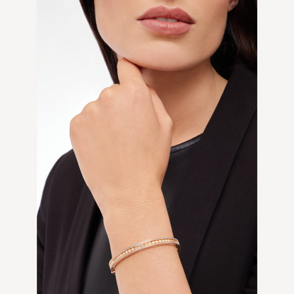[Stellar Jewelry]ZERO 1 SPIRAL AND PAVED DIAMOND PINK GOLD BRACELET