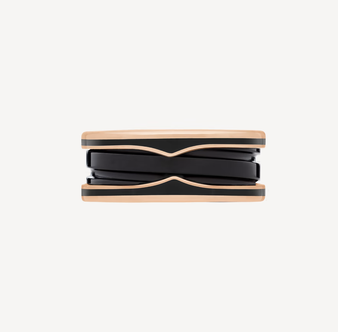 [Stellar Jewelry]ZERO 1 TWO-BAND WITH MATTE BLACK CERAMIC PINK GOLD RING