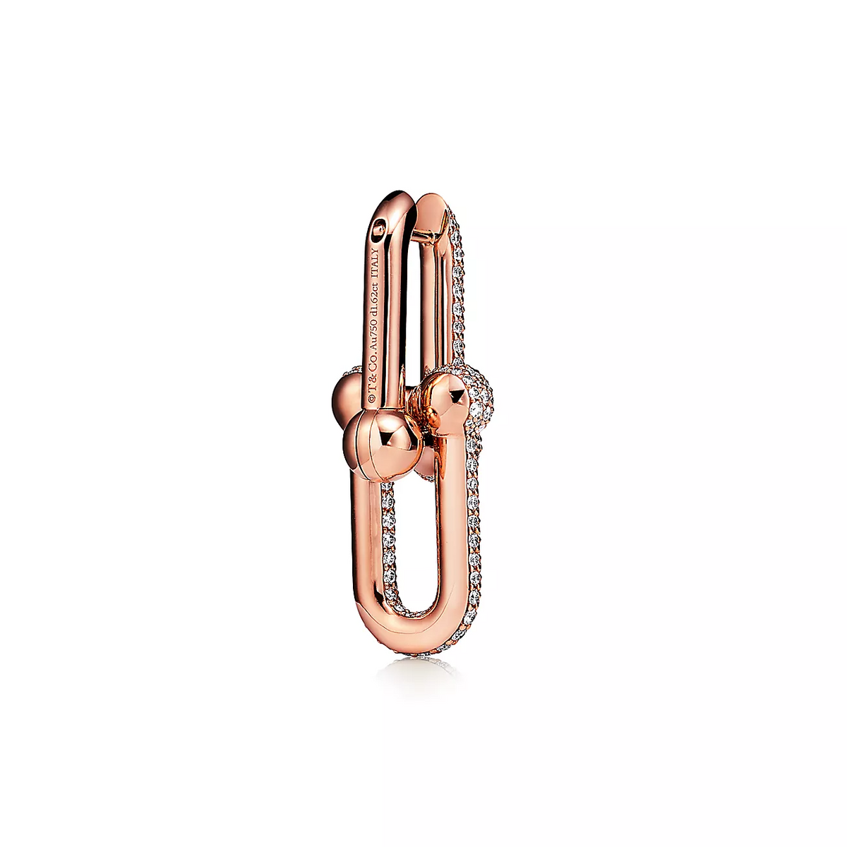 [Stellar jewels]LARGE LINK EARRINGS PINK GOLD WITH PAVED DIAMONDS