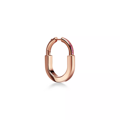 [Stellar jewels]LOCK MEDIUM PINK DIAMOND PINK GOLD EARRINGS