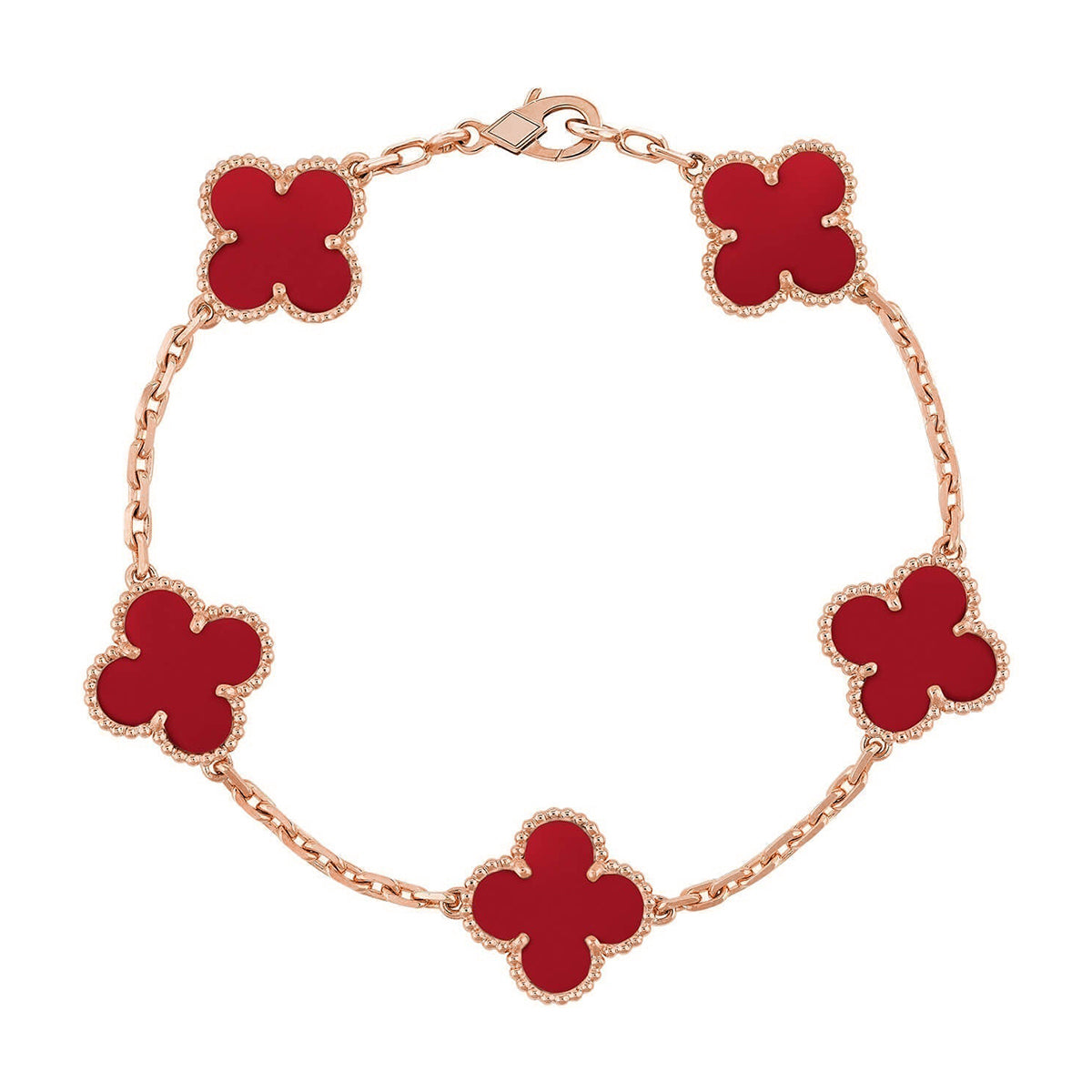 [Stellar Jewelry] CLOVER 5 MOTIF RED CORNELIAN BRACELET COLLECTION