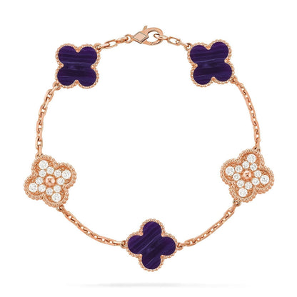 [Stellar Jewelry]CLOVER 5 MOTIF PURPLE STRIPES BRACELET COLLECTION