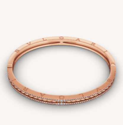 [Stellar Jewelry]ZERO 1 SPIRAL AND PAVED DIAMOND PINK GOLD BRACELET