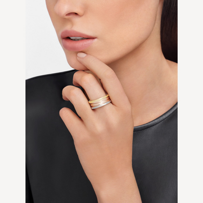 [Stellar Jewelry]ZERO 1 THREE-BAND ROSE WHITE AND YELLOW RING