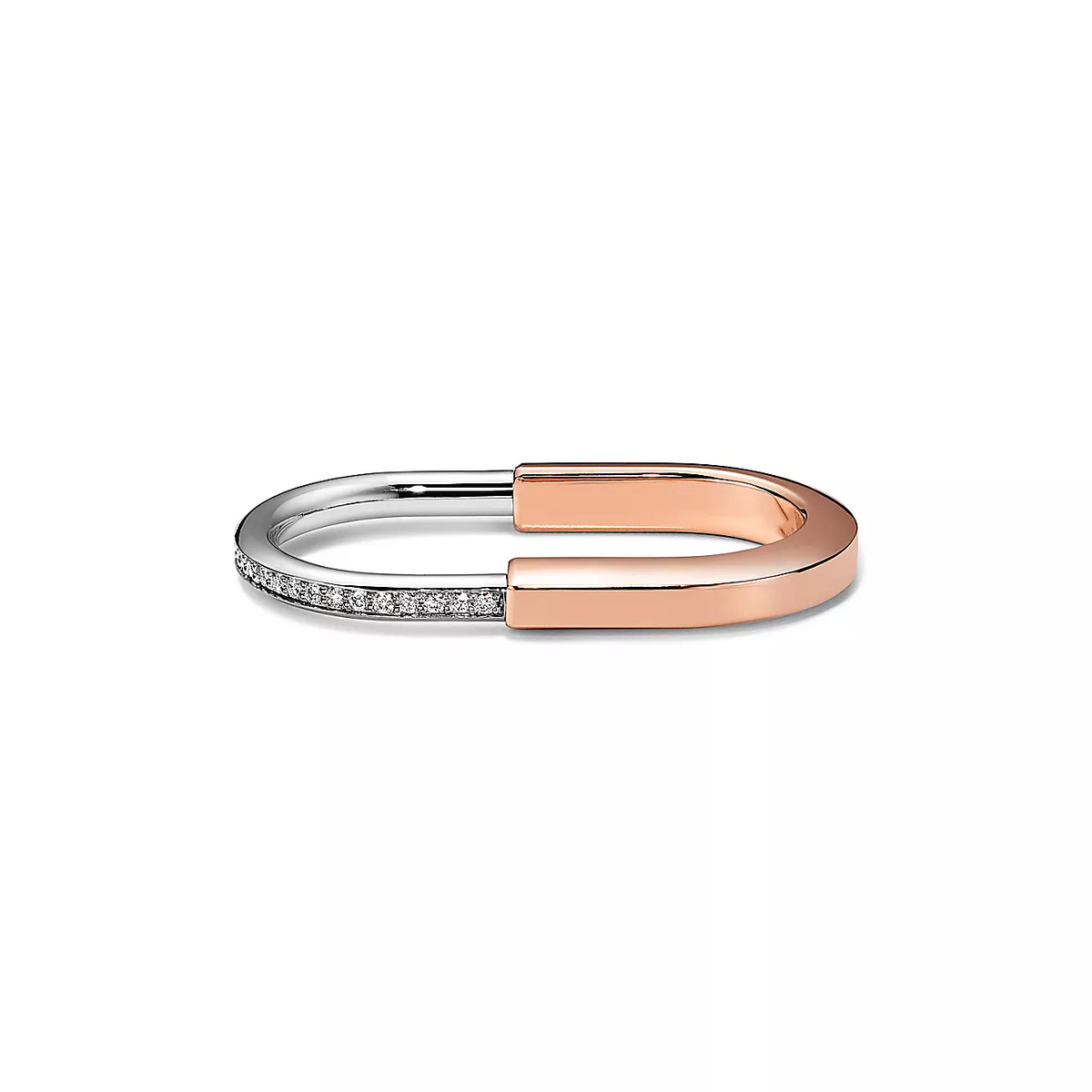 [Stellar jewels]LOCK RING TOW-FINGER ROSE AND WHITE GOLD DIAMONDS