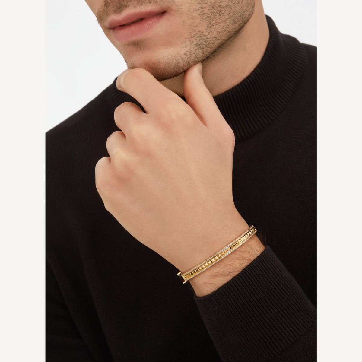 [Stellar Jewelry]ZERO 1 SPIRAL AND PAVED DIAMOND GOLD BRACELET