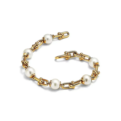 [Stellar jewels]LINK BRACELET GOLD WITH FRESHWATER PEARLS