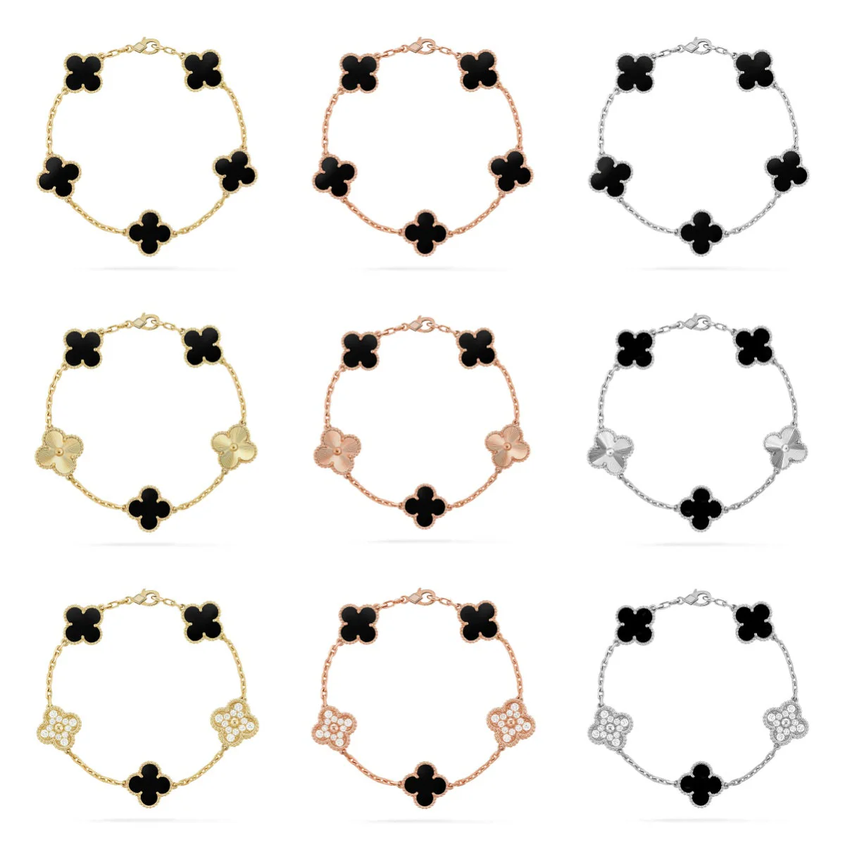 [Stellar Jewelry] CLOVER 5 MOTIF ONYXS BRACELET COLLECTION