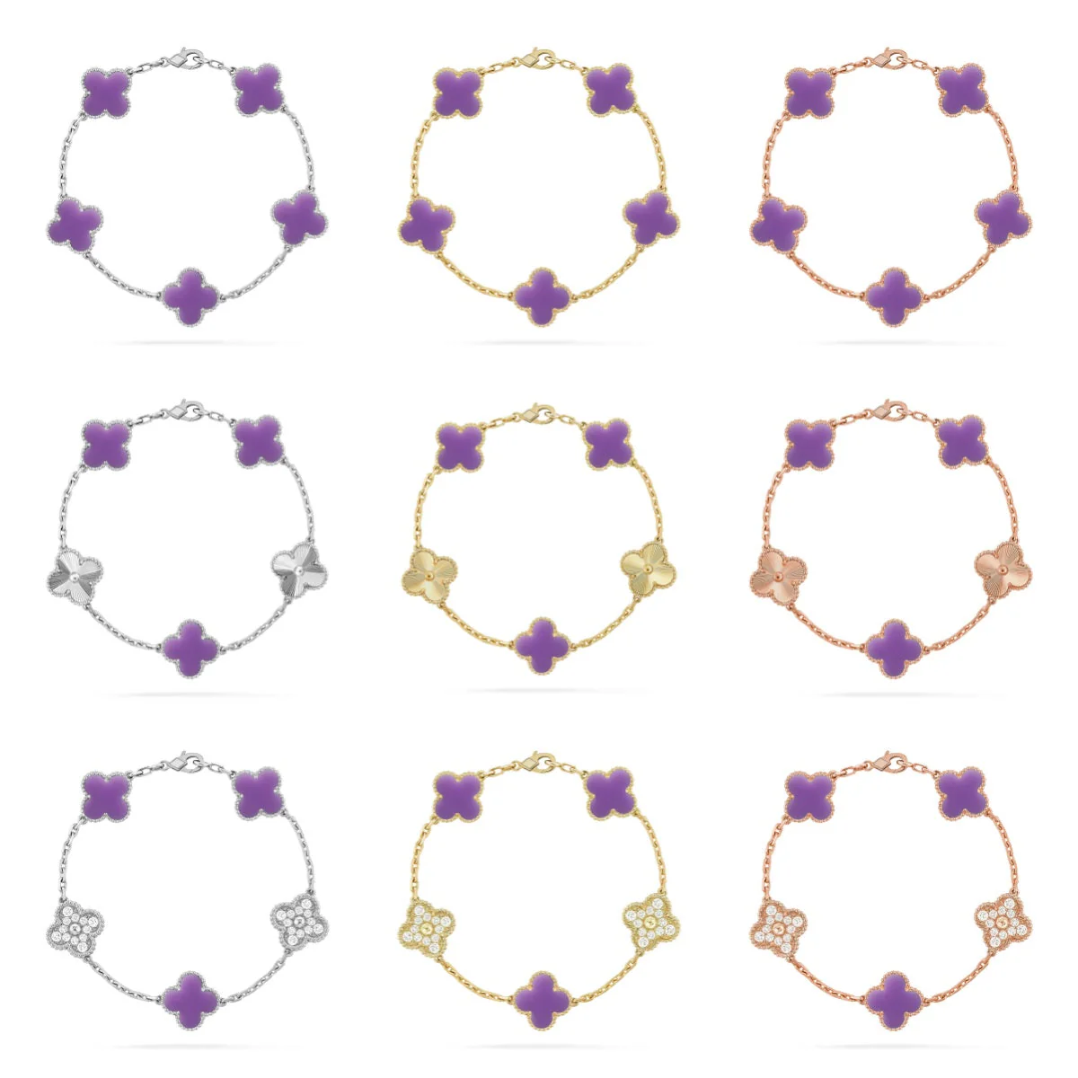 [Stellar Jewelry]CLOVER 5 MOTIF LIGHT PURPLE BRACELET COLLECTION