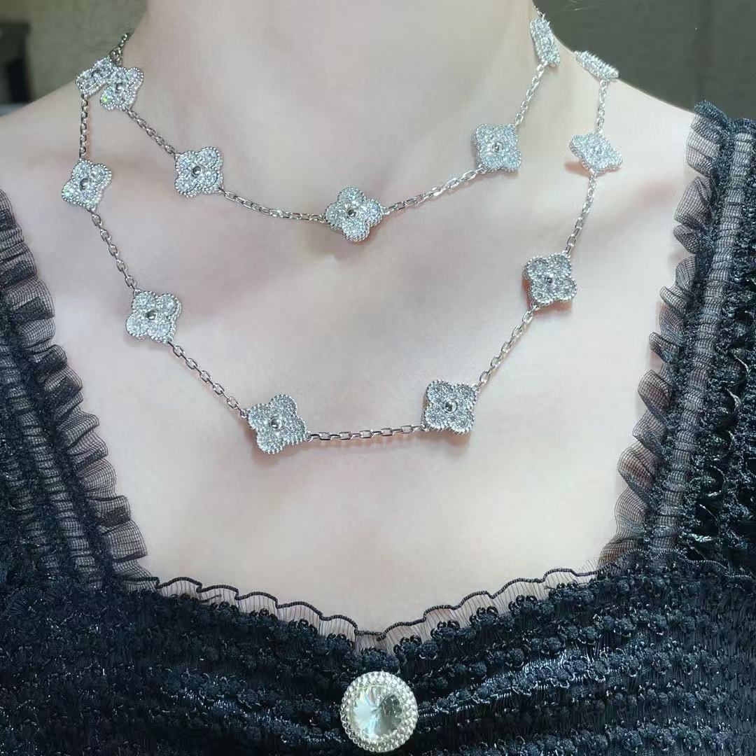 [Stellar Jewelry]CLOVER 20 MOTIFS FULL-DIAMOND NECKLACE