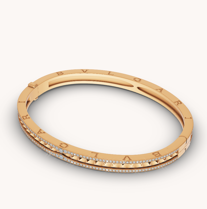 [Stellar Jewelry]ZERO 1 SPIRAL AND PAVED DIAMOND GOLD BRACELET