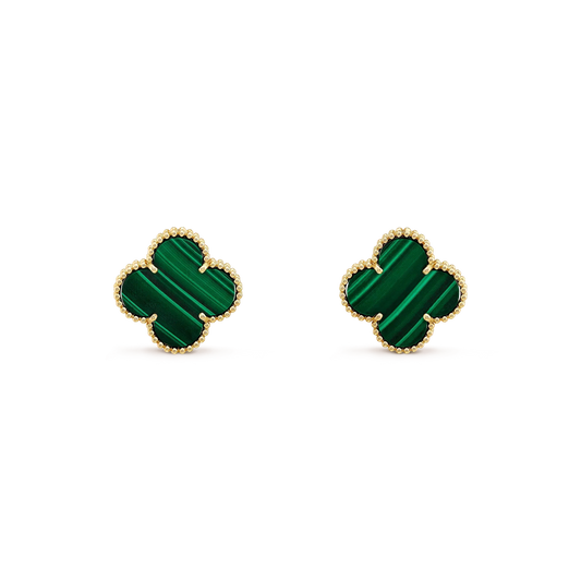 [Stellar Jewelry]CLOVER MINI 9.5MM MALACHITE  EARRINGS