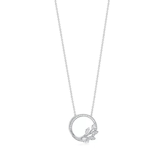 [Stellar jewels]DIAMOND VINE CIRCLE PENDANT PLATINUM NECKLACE
