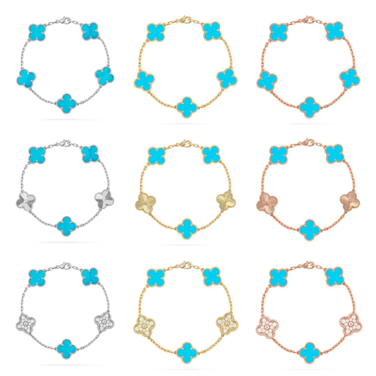 [Stellar Jewelry] CLOVER 5 MOTIF TURQUOISE BRACELET COLLECTION