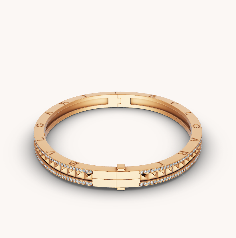 [Stellar Jewelry]ZERO 1 SPIRAL AND PAVED DIAMOND GOLD BRACELET