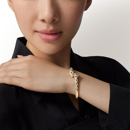 [Stellar Jewelry]PANTHERE DOUBLE HEADED HALF DIAMOND OPEN BRACELET