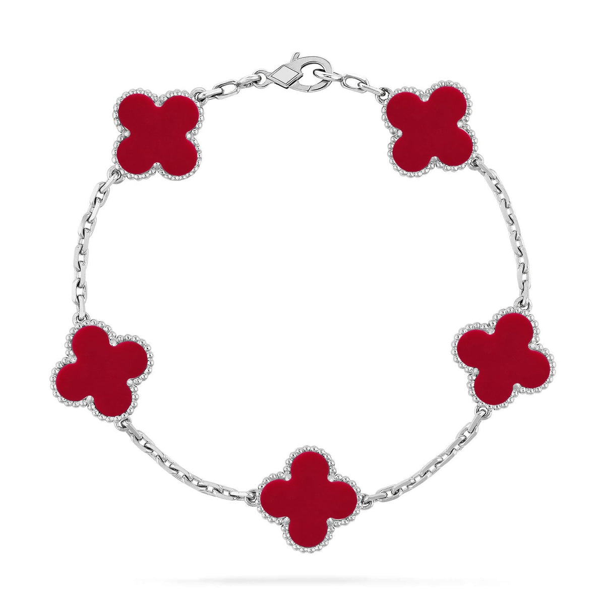 [Stellar Jewelry] CLOVER 5 MOTIF RED CORNELIAN BRACELET COLLECTION