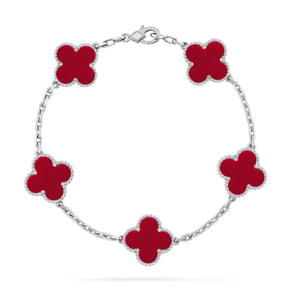 [Stellar Jewelry] CLOVER 5 MOTIF RED CORNELIAN BRACELET COLLECTION