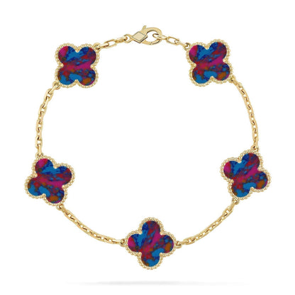 [Stellar Jewelry]CLOVER 5 MOTIF COLOR GEMSTONES BRACELET COLLECTION