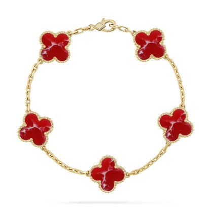 [Stellar Jewelry]CLOVER 5 MOTIF RED PATTERN BRACELET COLLECTION