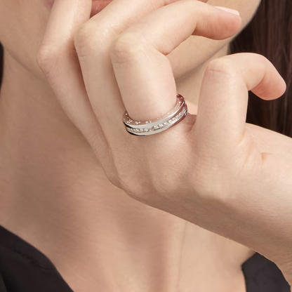[Stellar Jewelry]ZERO 1 ONE-BAND PAVED DIAMONDS ON THE SPIRAL RING