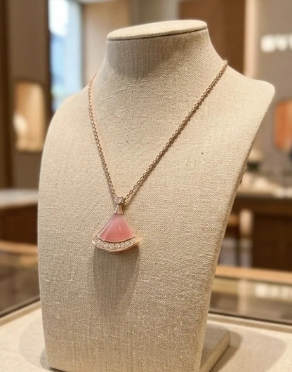 [Stellar Jewelry]Cherry Blossom Pink Fan Necklace