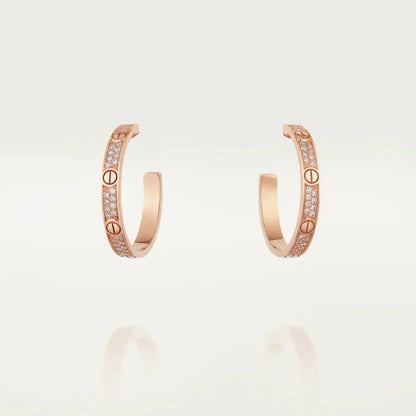 [Stellar Jewelry]LOVE DIAMOND PINK GOLD HOOP EARRINGS