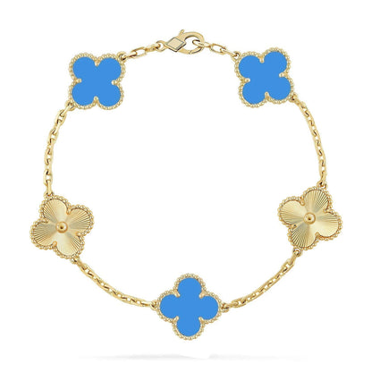 [Stellar Jewelry] CLOVER 5 MOTIF BLUE AGATE BRACELET COLLECTION