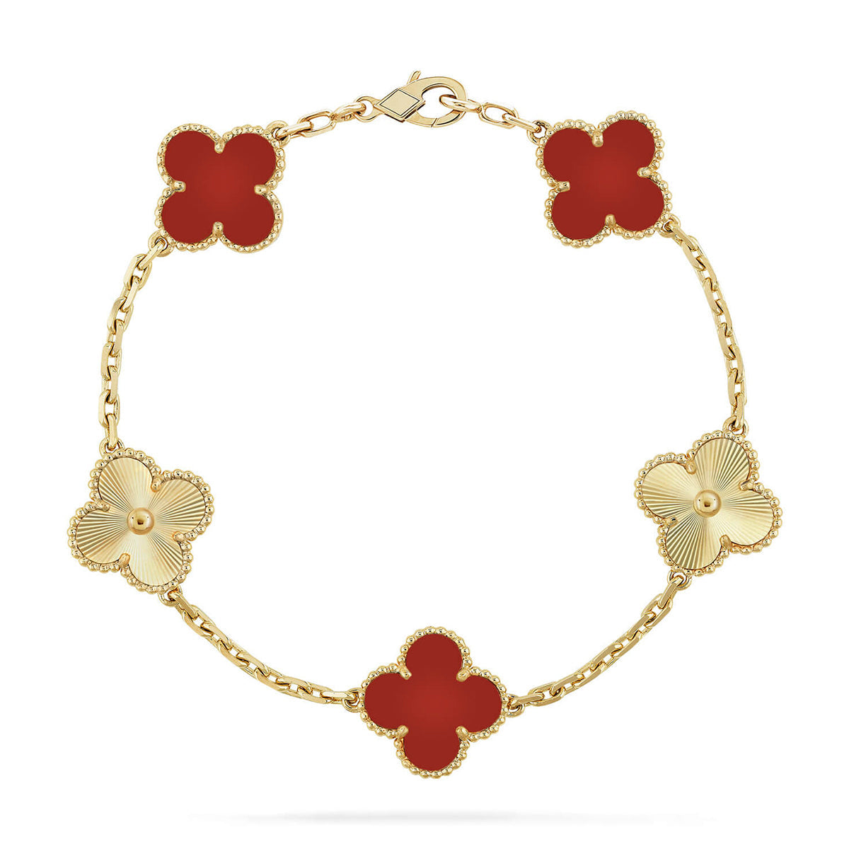 [Stellar Jewelry] CLOVER 5 MOTIF RED CORNELIAN BRACELET COLLECTION