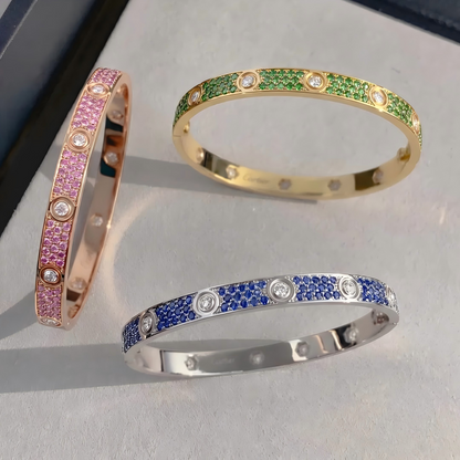 [Stellar Jewelry]2026 PAVE GEMSTONE LOVE BRACELET 6.1MM 10 DIAMONDS