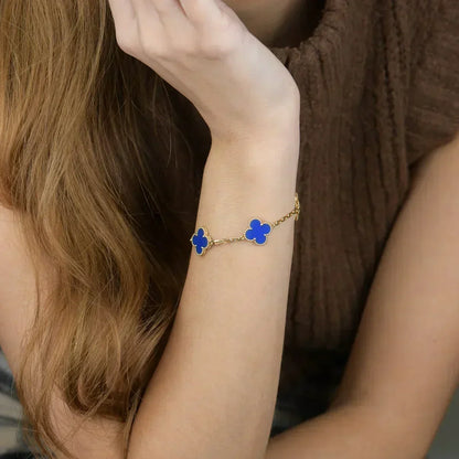 [Stellar Jewelry] CLOVER 5 MOTIF BLUE AGATE BRACELET COLLECTION
