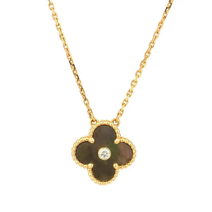 [Stellar Jewelry]CLOVER 15MM DIAMOND AND MOTHER-OF-GREY NECKLACE