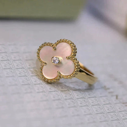 [Stellar Jewelry]CLOVER PINK MOP RING GOLD DIAMOND