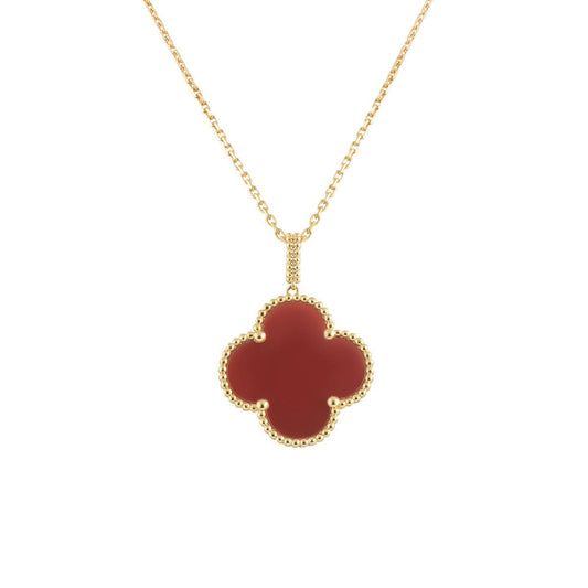 [Stellar Jewelry]CLOVER 25MM NECKLACE GOLD CARNELIAN