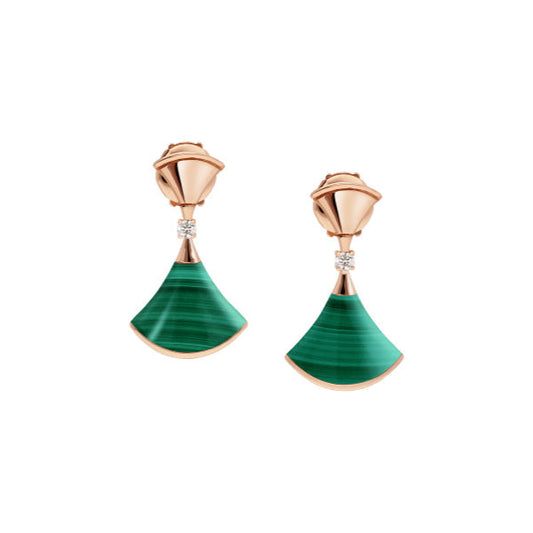 [Stellar Jewelry]DREAM MALACHITE PINK GOLD EARRINGS