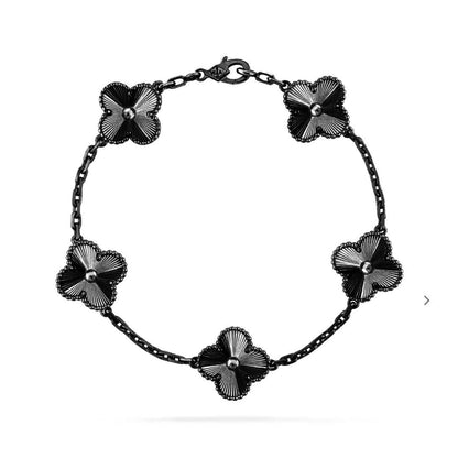 [Stellar Jewelry]CLOVER 5 MOTIF BLACK BRACELET