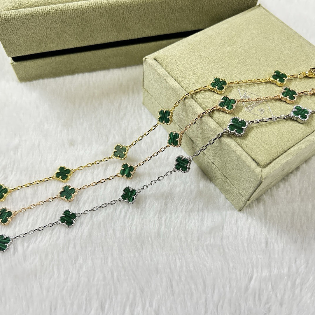 [Stellar Jewelry]CLOVER 6 MOTIF MALACHITE BRACELET