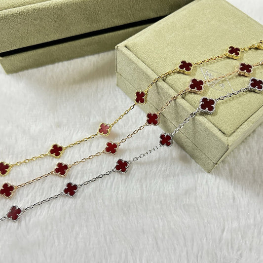 [Stellar Jewelry]CLOVER 6 MOTIF RED AGATE BRACELET