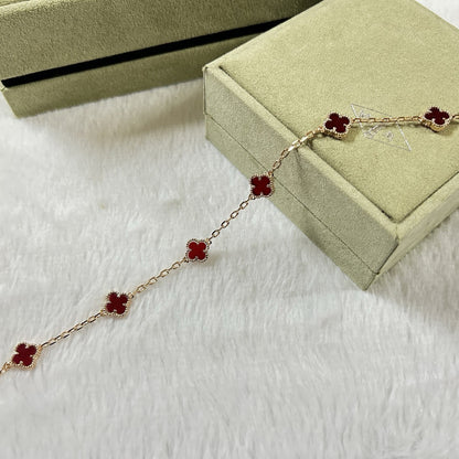 [Stellar Jewelry]CLOVER 6 MOTIF RED AGATE BRACELET