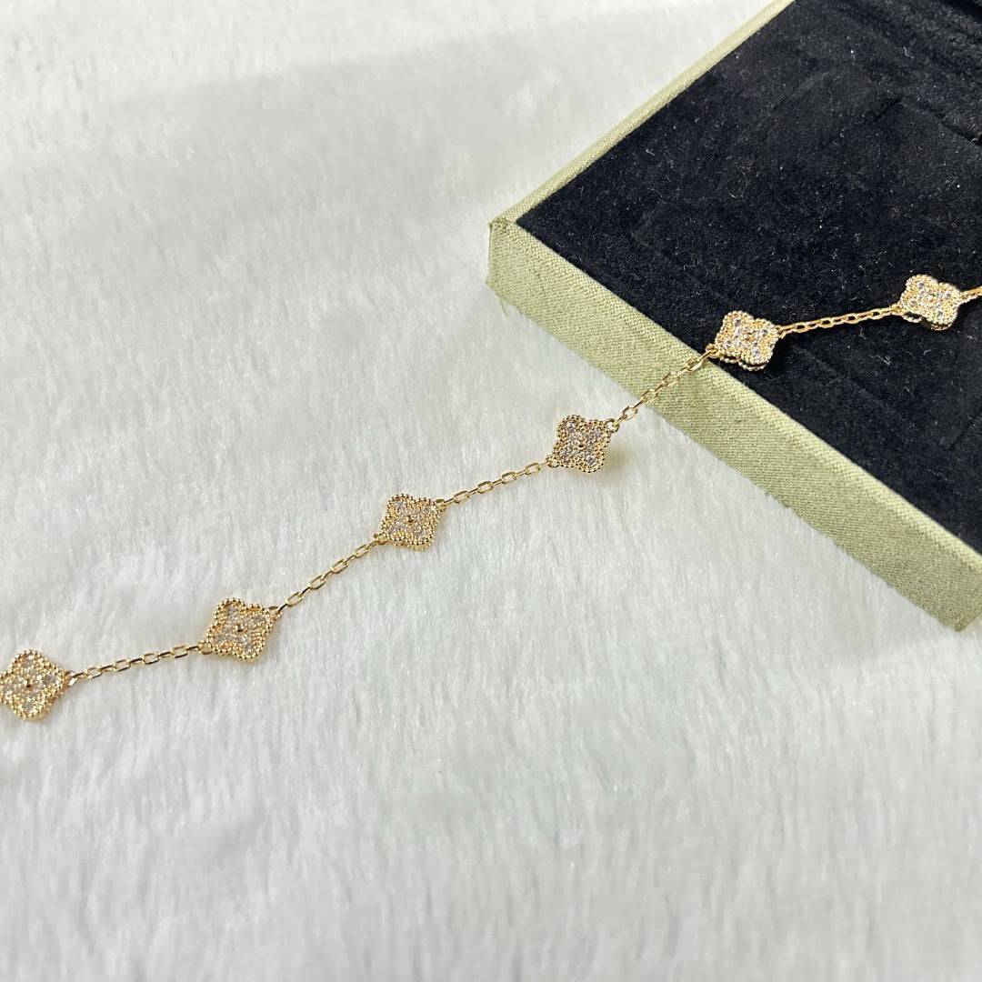 [Stellar Jewelry]CLOVER 6 MOTIF DIAMOND BRACELET