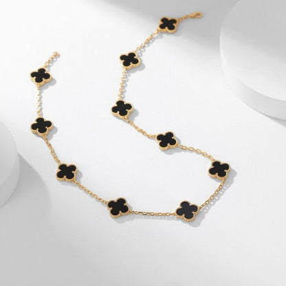 [Stellar Jewelry]CLOVER 10 MOTIFS ONYX NECKLACE
