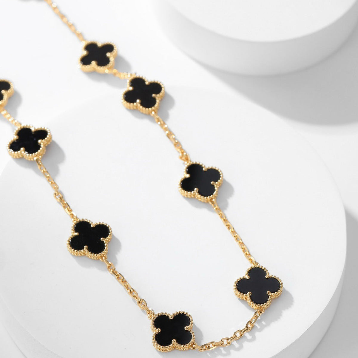 [Stellar Jewelry]CLOVER 10 MOTIFS ONYX NECKLACE
