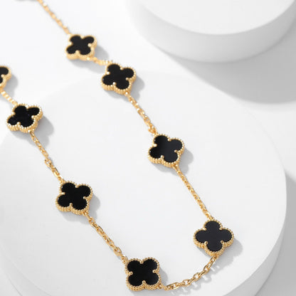 [Stellar Jewelry]CLOVER 10 MOTIFS ONYX NECKLACE